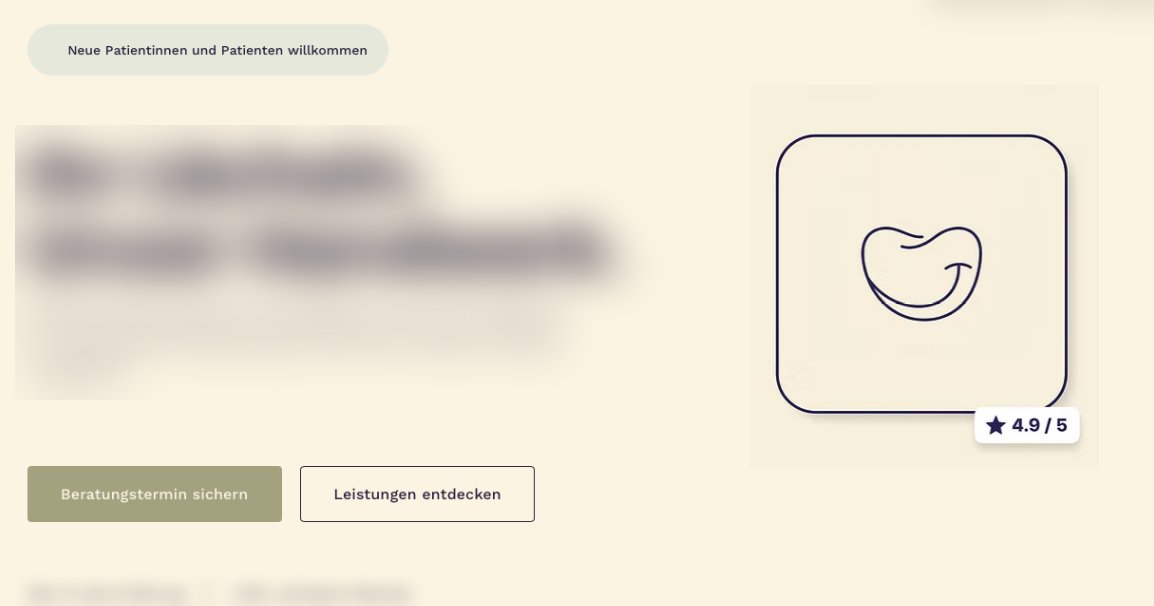 Ausschnitt der neuen Startseite, anonymisiert